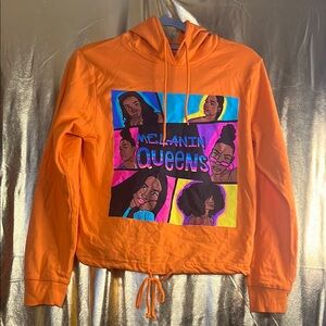 On Fire Orange Graphic Long Sleeve Hoodie